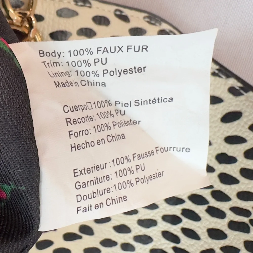 BETSEY JOHNSON ~ Chic Faux Fur Chain Bag Gray/Gold Owl Design Magnetic Closure - Picture 3 of 11